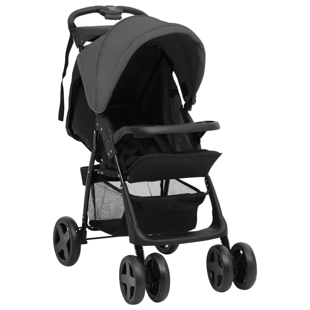 Baby Stroller 2-in-1 dark gray and black steel