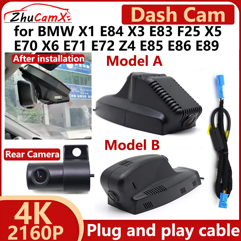 ZhuCamX For BMW X1 E84 X3 E83 F25 X5 E70 X6 E71 E72 Z4 E85 4K 2160P Car DVR Dash Cam Camera Night Vision Recorder Plug and play