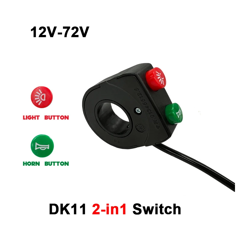 

12 В-72 В звуковой сигнал фар 2-в-1 переключатель для велосипеда, скутера WuXing DK11, комбинированный переключатель двойной функции, левый и правый, универсальный