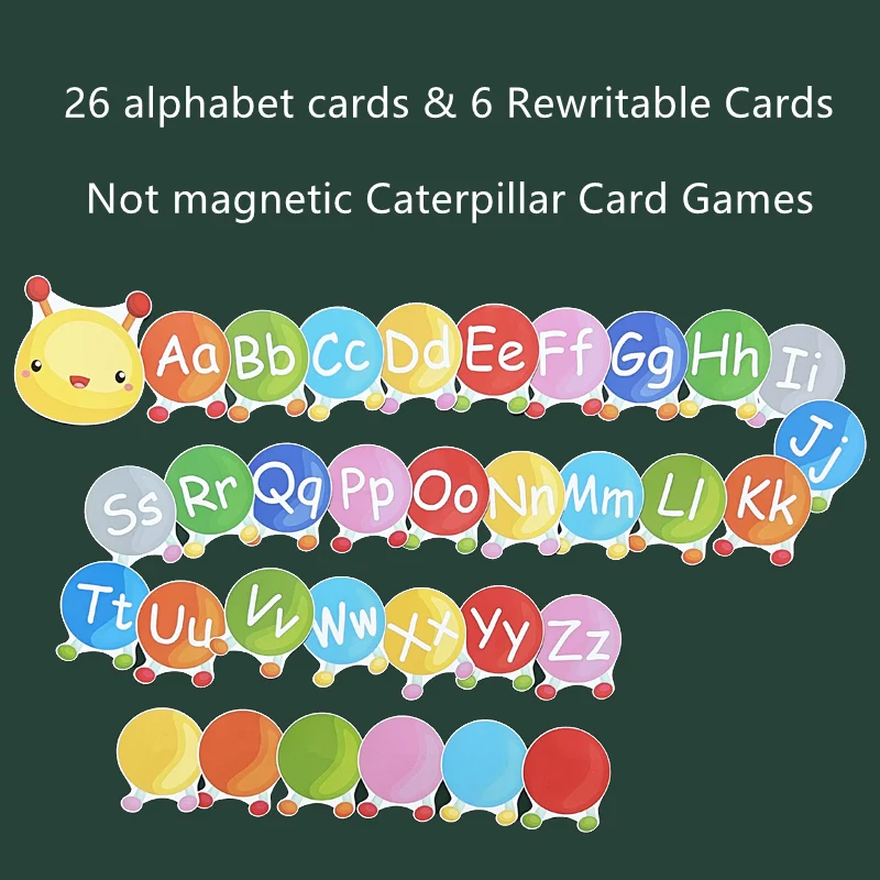 

33pcs Big Size Caterpillar Writing Cards Rewritable Kids Alphabet Learning Toys Teaching Aids Classroom DIY Game Children Party