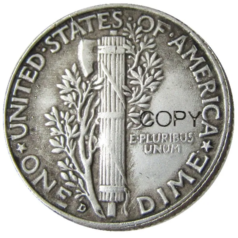 US 1916 P/S/D Mercury Silver Plated Copy Coin