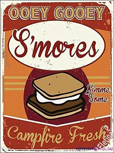 Винтажная металлическая жестяная вывеска Smores Bar Decor S Mores Металлическая вывеска Ooey Gooey Осенний декор на День Благодарения Fall Boire Marshmallow Roast 1 шт.