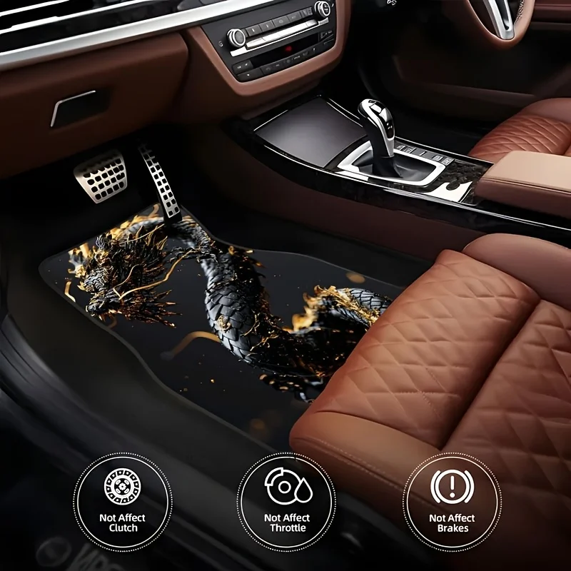 

Набор из 4-х черных и золотых ковриков с тематикой дракона для транспортных средств, идеально подходят для седанов, грузовиков и внедорожников. Стильная внутренняя защита