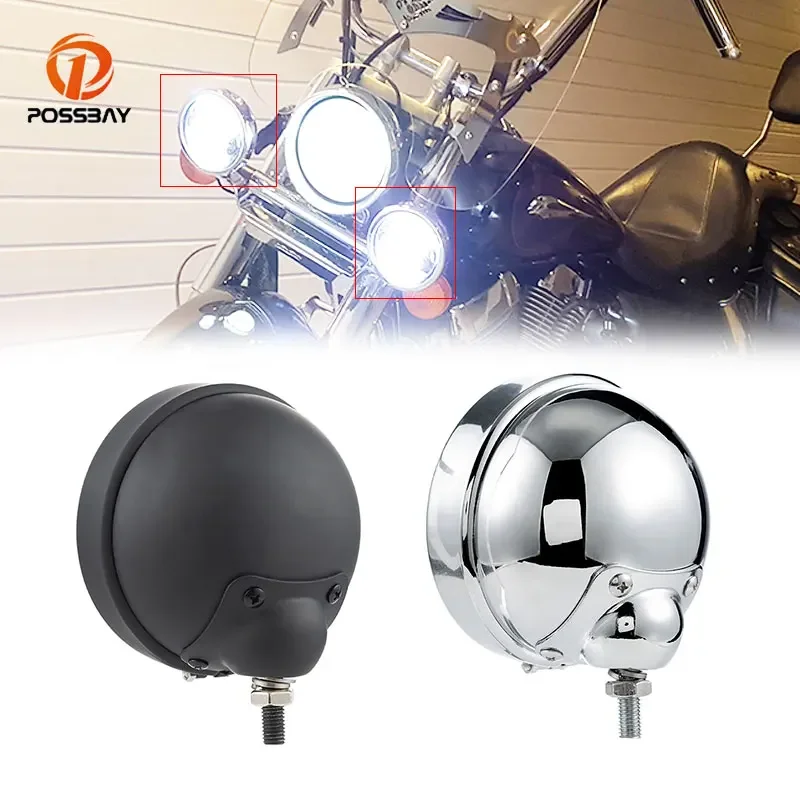 

2pcs 4.5" Inch Motorcycle LED Fog Passing Lights Mounting Bracket DRL Lamp Housing Holder Black/Chrome For Harley Touring Custom