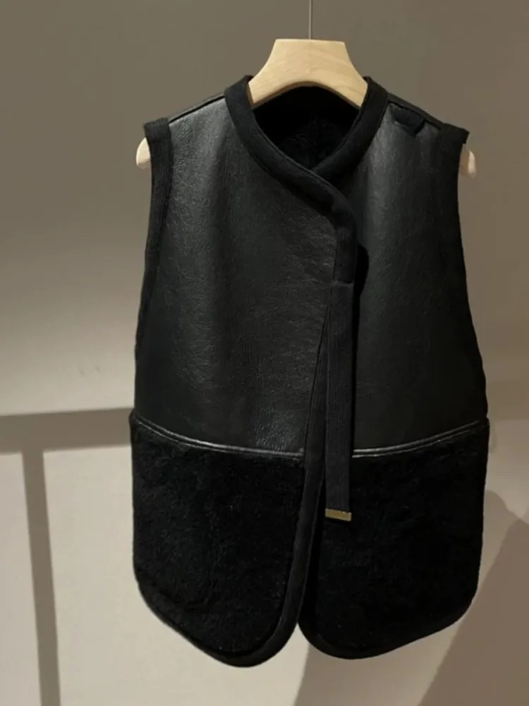 Gilet in pelliccia di agnello da indossare su entrambi i lati Bla Autunno Inverno Jaet Pelle e pelliccia integrata per pendolari coreani pesanti