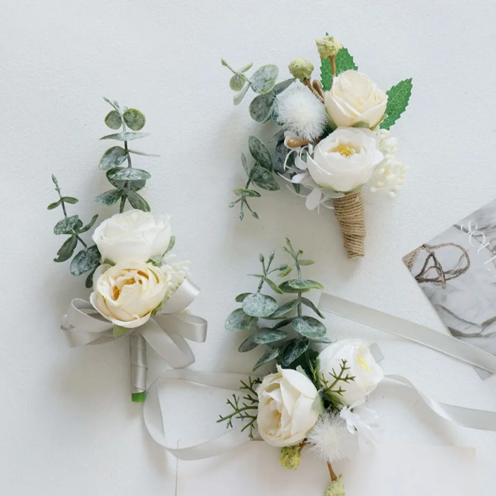 Wedding Party Accessories Buttonhole Wedding Men Boutonniere Set Ceremony Anniversary Formal Dinner Wedding Personalized Items