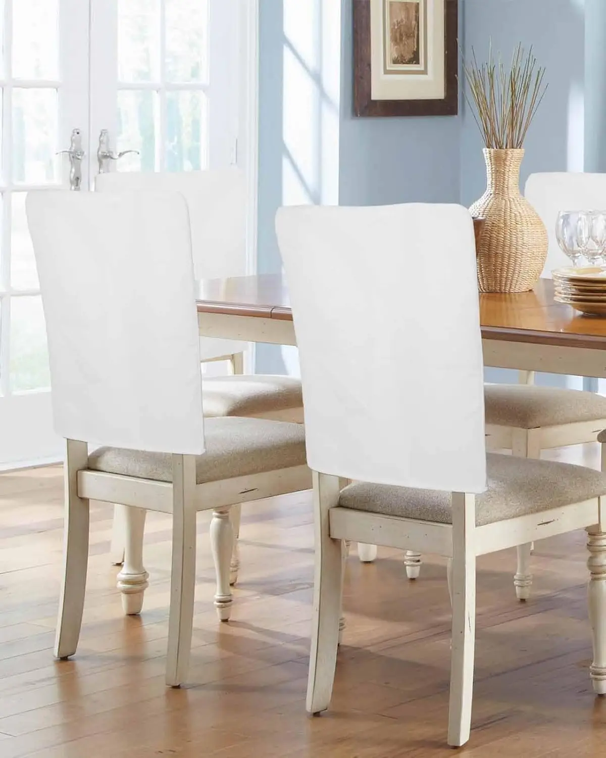 

6Pcs Chair Ba Covers, Solid White Dining Ba Chair Slipcovers, Removable Washable Decoration Chair Covers For Kitchen Hotel