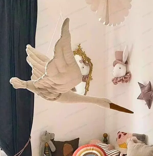 Ins Style Simulated Swan Plush Wall Decoration – Creative Hanging Pendant Doll for Home Decor