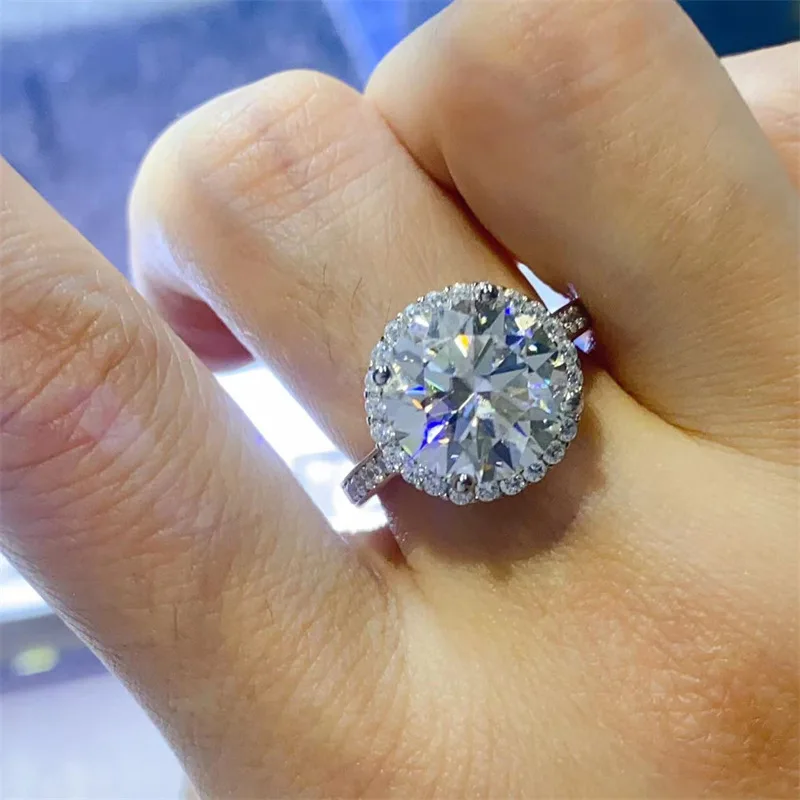 Luxury Platinum Solid Platinum PT950 Women's Ring Diamond 5-Carat D Color Eight Heart Eight Cut High End Wedding Proposal Jewelr