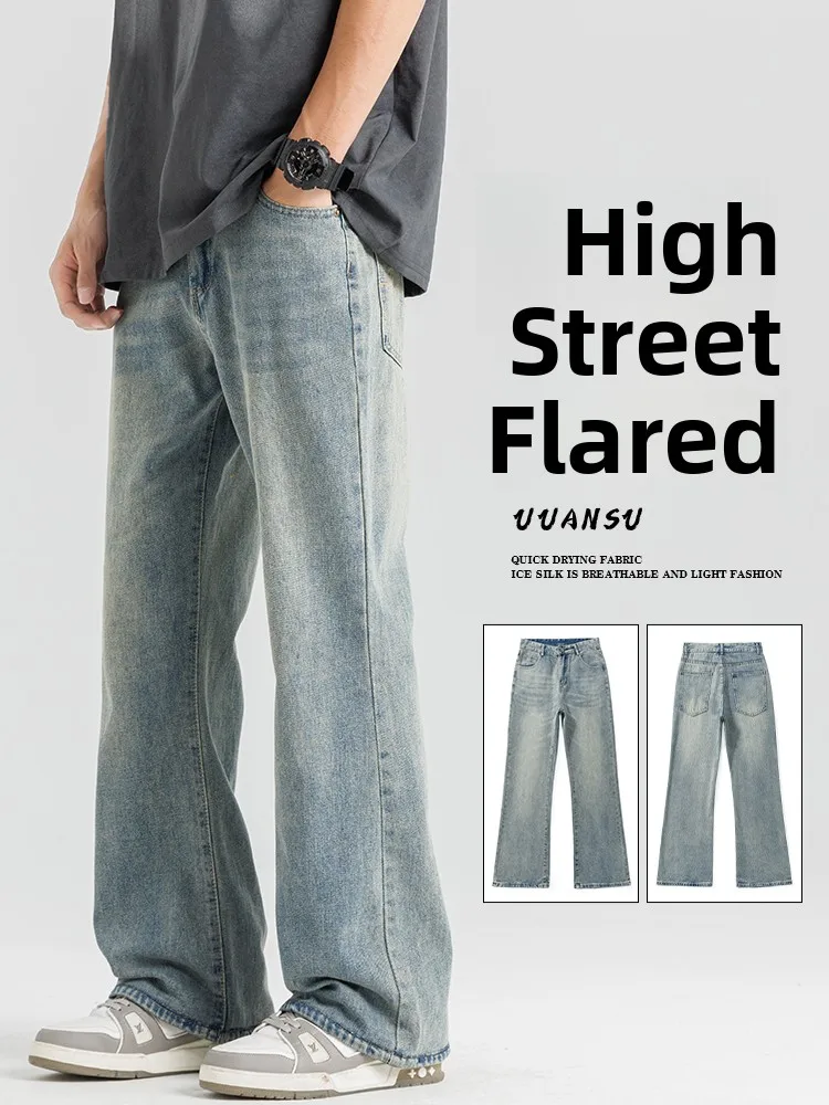 

American Vibe Men's High Street Slim Fit Retro Jeans Straight Leg Pants Spring Autumn Wear Resistant Cotton Polyester Blend