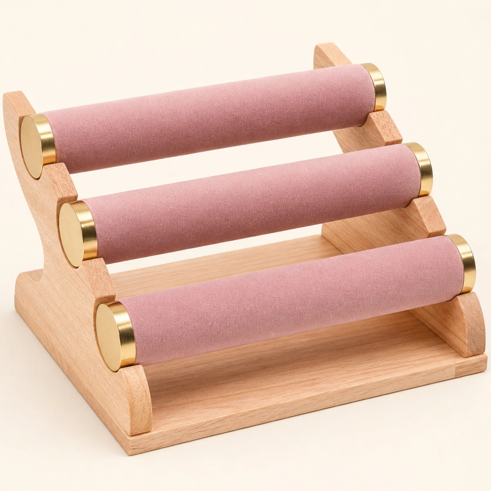 Jewelry Display Stand with Padded Surface Long-Lasting Tabletop Jewelry Holder Wooden Display Rack Stylish Organizer