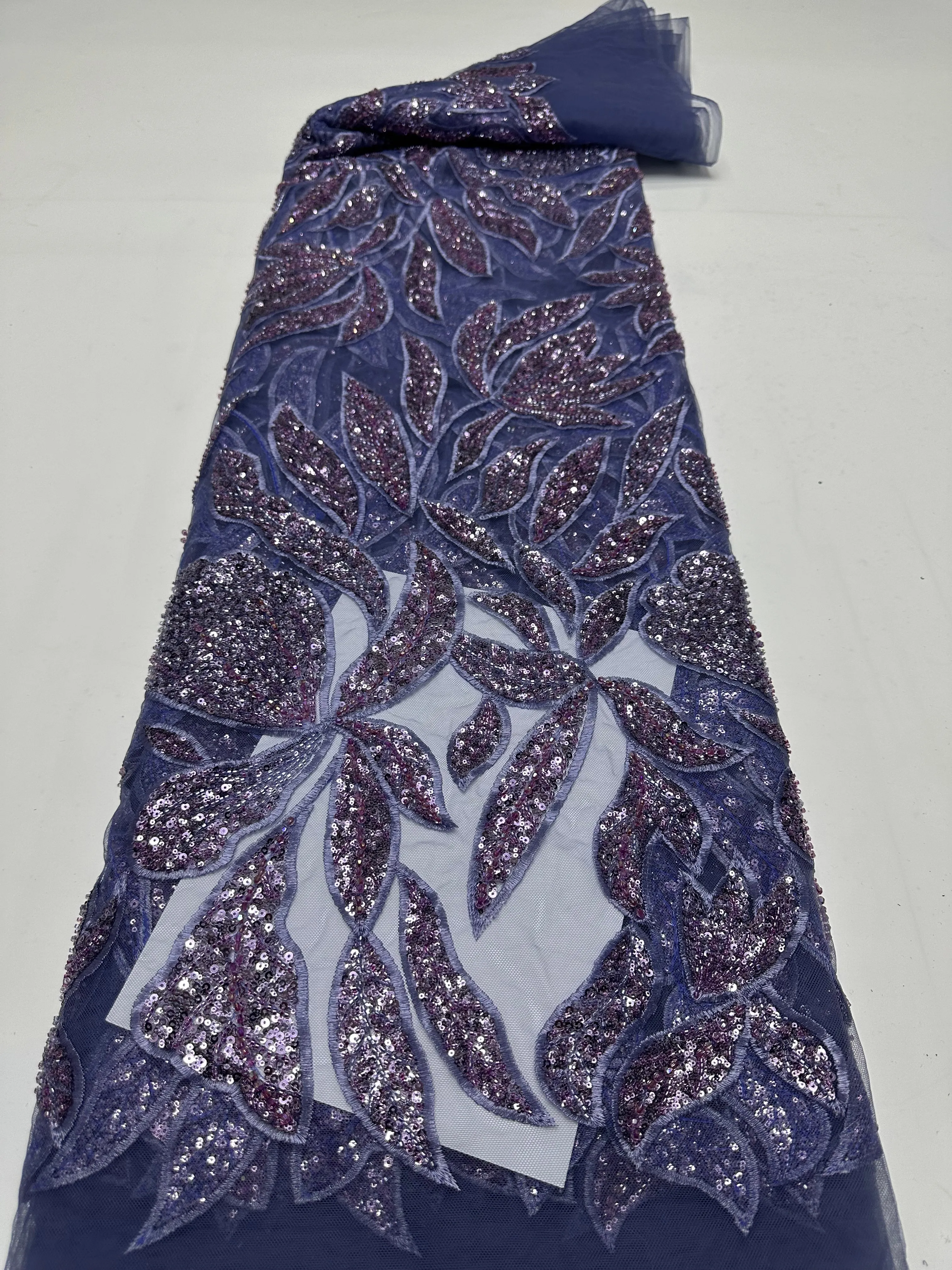 African Sequins Lace Fabric 2026 High Quality Lace Nigerian French Tulle Beaded Lace Fabrics For Sewing Wedding Party Dresses
