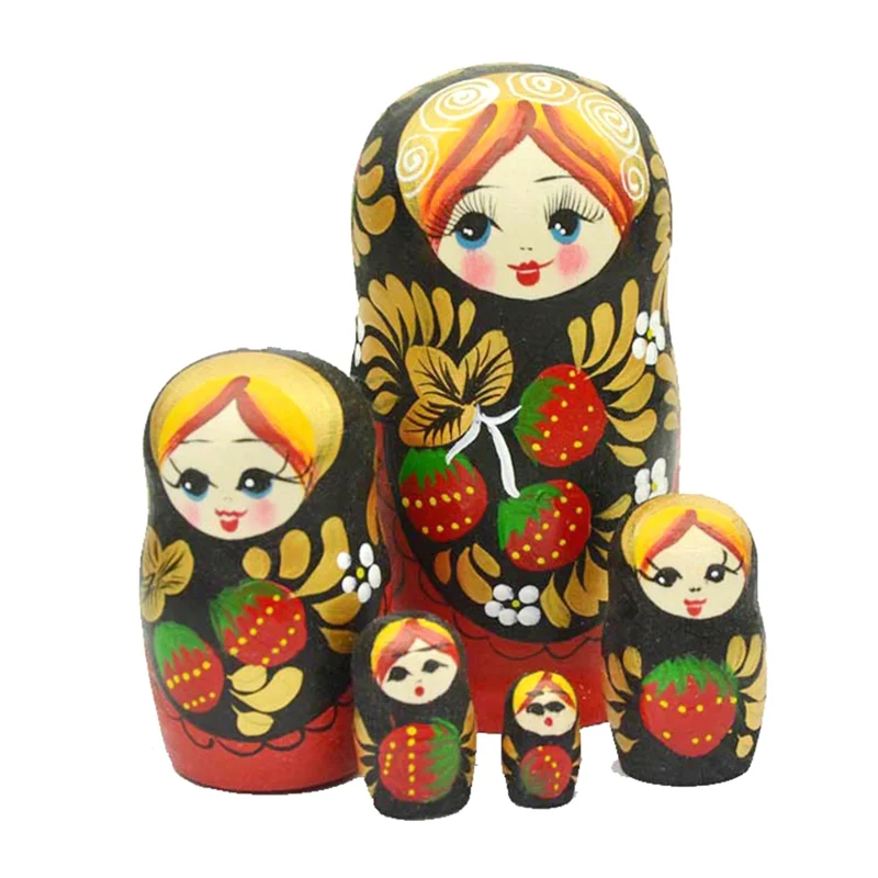 

BEDW-5PCS Matryoshka Nesting Handmade Cute Wood Russian Nesting DIY Northeast Flowers Cute Nesting