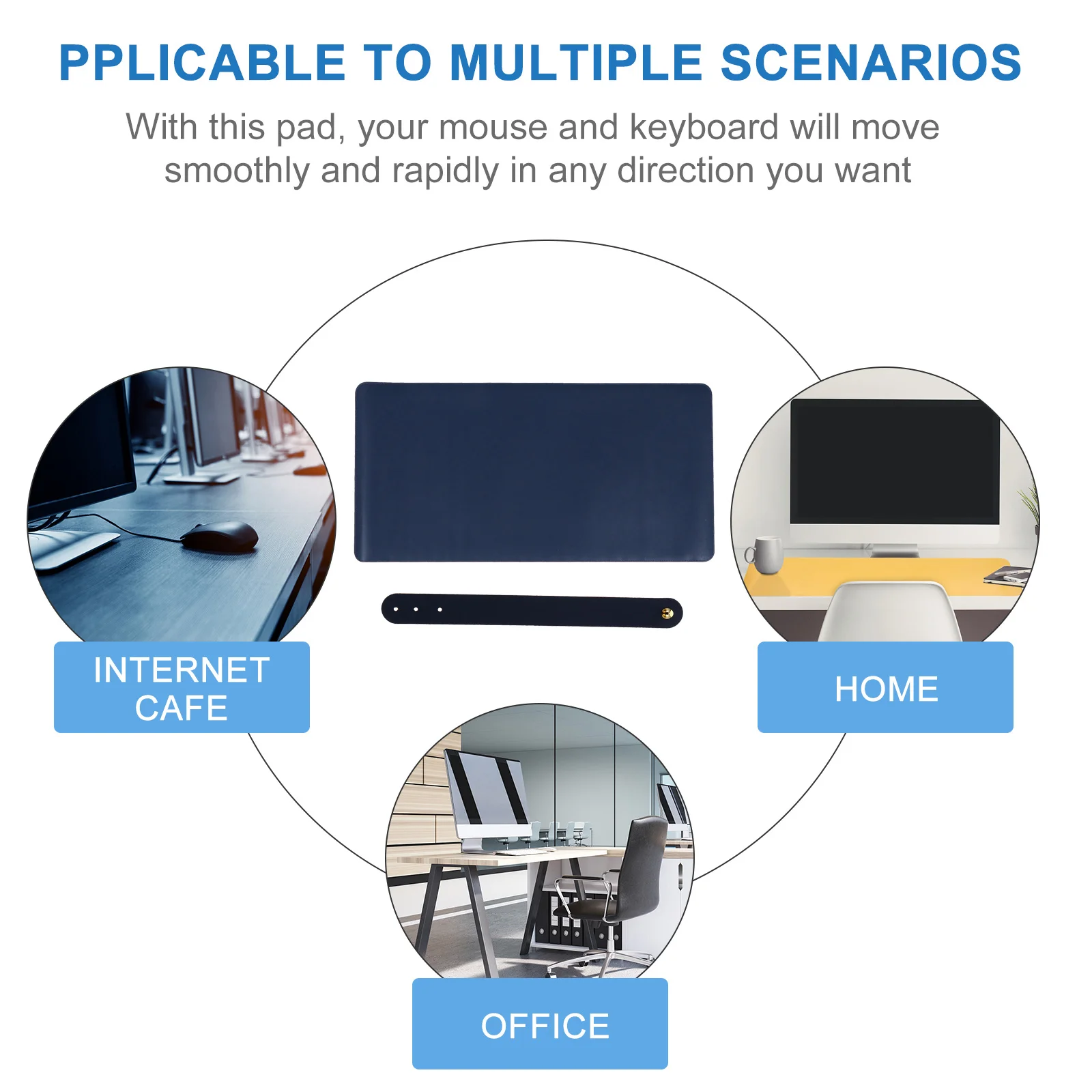 

Computer Mouse Pad PU Material Soft Comfortable Smooth Surface Large Mouse Mat for Office Desktop Home Use Practical