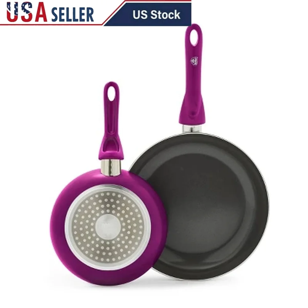 

Ceramic Nonstick Aluminum Fry Pan Set 8in 10in 2pk Dishwasher Safe Induction Compatible Durable Cookware Set