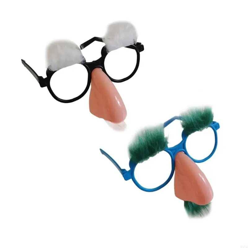

L5YD Funny Old Man Glasses Pretend Glasses Novelty Clown Eyewear with Nose Eyebrows