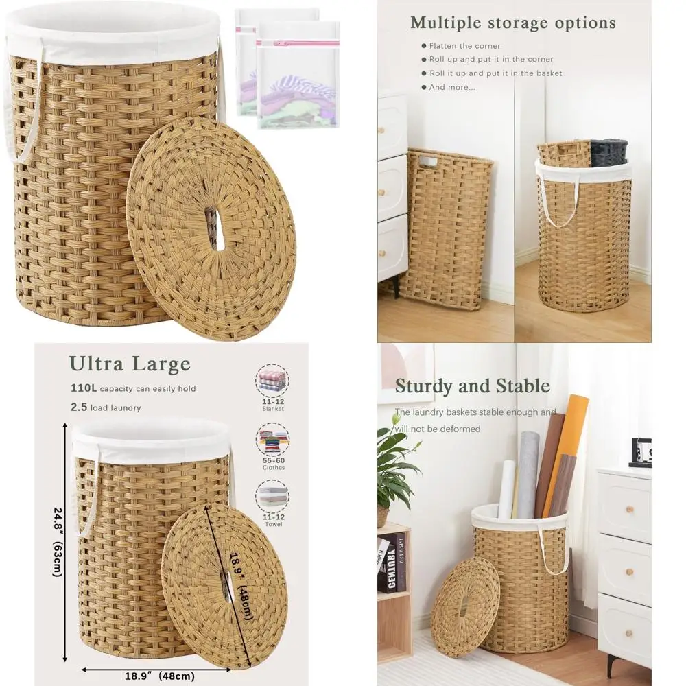 Round Rattan Laundr… - image