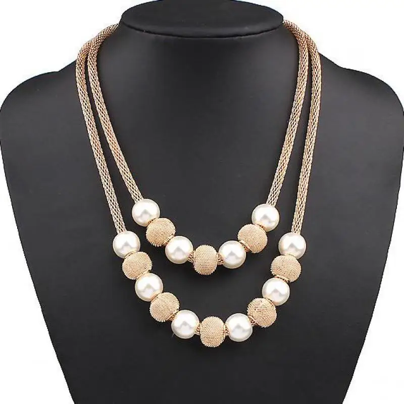 Pearl Necklace Collier Femme Collares Statement Multilayer Choker Statement Jewelry Women Simulated Pearl Necklaces & Pendants