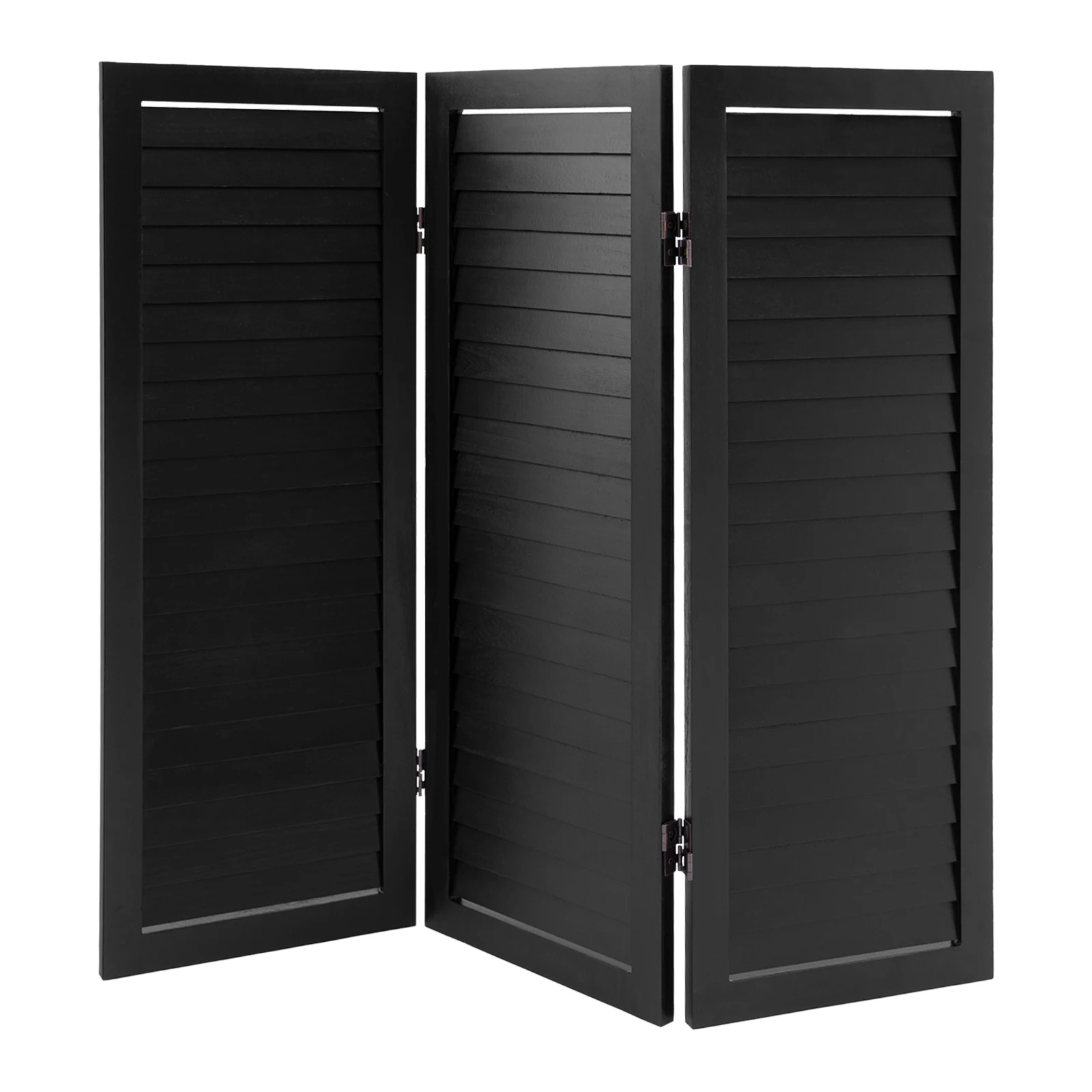 

Louvered Room Divider Solid Paulownia Wood Insect-proof Rot-resistant Portable Separator Black Privacy Screen Partition Screen