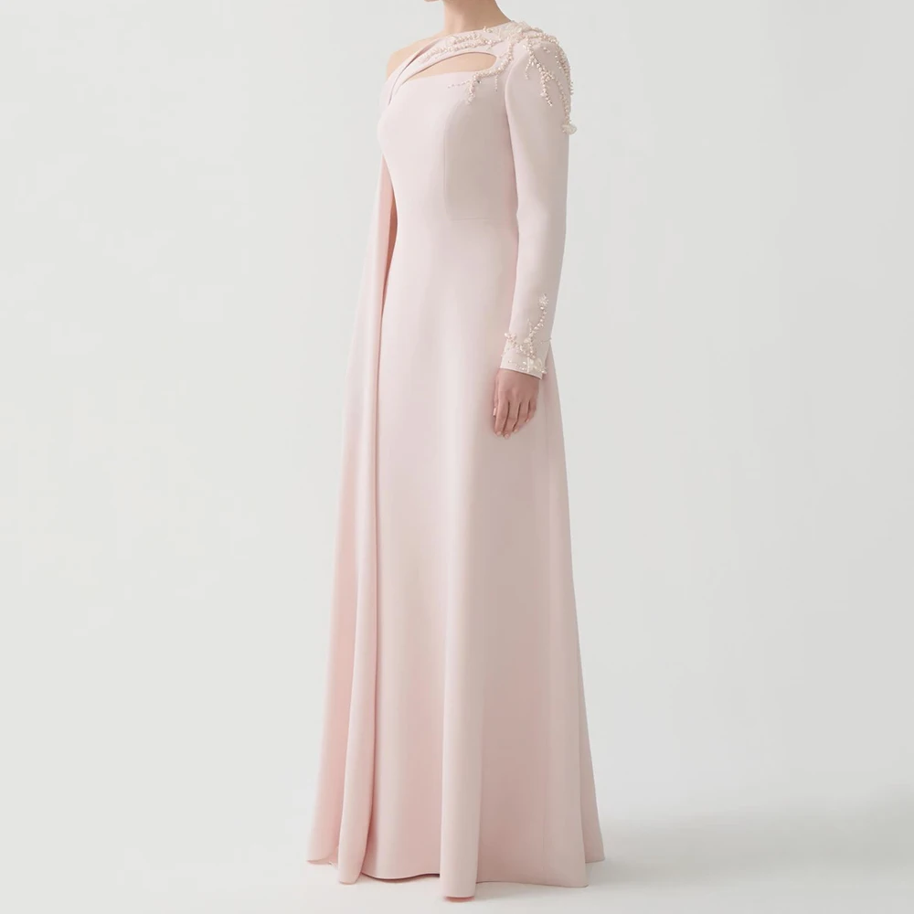 

Индивидуальные вечерние платья трапециевидной формы длиной до пола, на одно плечо, с длинными рукавами, платье для выпускного вечера, модное драпированное вечернее платье с бисером и блестками