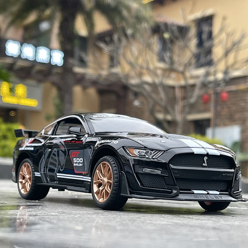 1:24 Ford Mustang Shelby GT500 Alloy Muscle Car Model Sound and Light Pull Back Children\'s Toy Collectibles Birthday gift