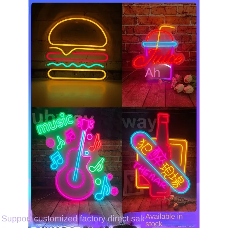 

Customized Milk Tea Shop LED Neon Light Network Red Decoration Luminous Characters Hamburg Light Box Billboard Customization