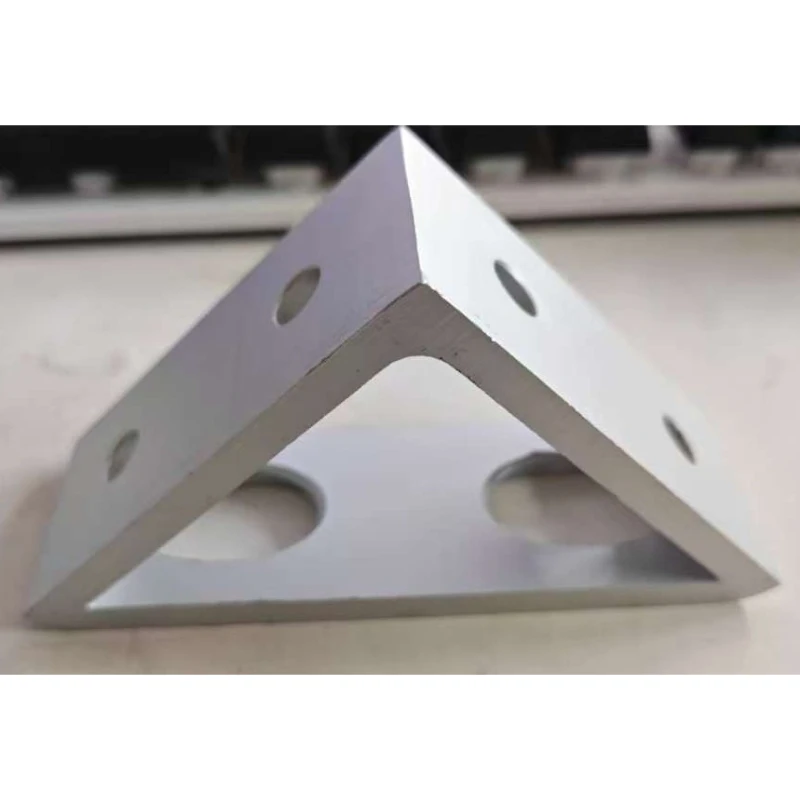 4Pcs 4040-4 Hole Silver Aluminum Profile Triangle Connector, 90 Degree Right Angle Bracket for Vertical & Cross Mounting