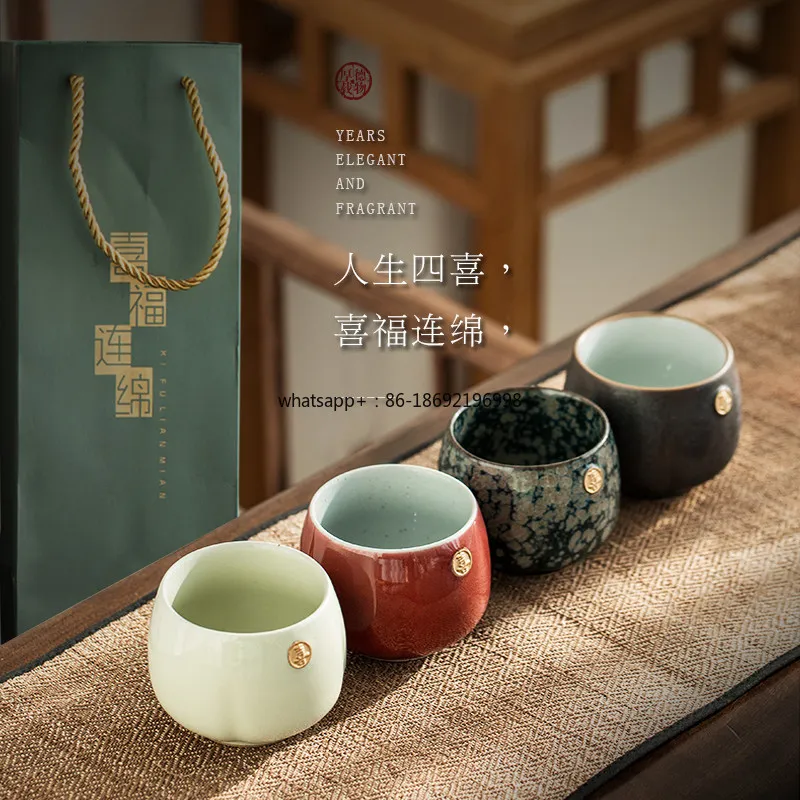 Ceramic Master Cup, Teacup, High-end Personal Special Tea Cup, Household Men's and Women's Single Cup with Hand Gift Gift Box