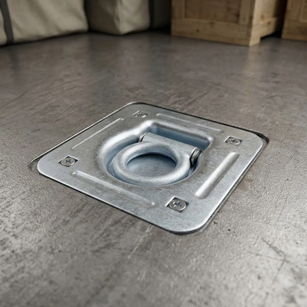 5000 lbs Recessed D for ring Tie Down Anchor Steel Silver Finish for Enclosed Trailers Box Trucks and Flatbeds