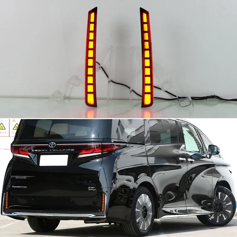 LED Rear Bumper Light For Toyota Vellfire 40 2024 3-in-1 Functions Rear Running Light  + Turn Signal Reflector + Brake Lamp