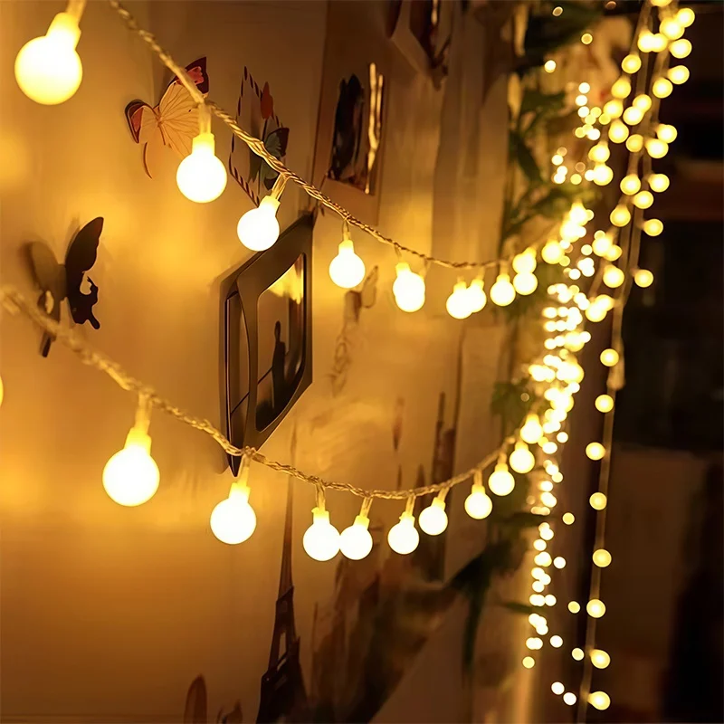 Christmas Ball Fairy Lights USB/Battery Box Warm White White Multicolor 1.5M10LED-12M100LED Indoor Bedroom Party Wedding Decor