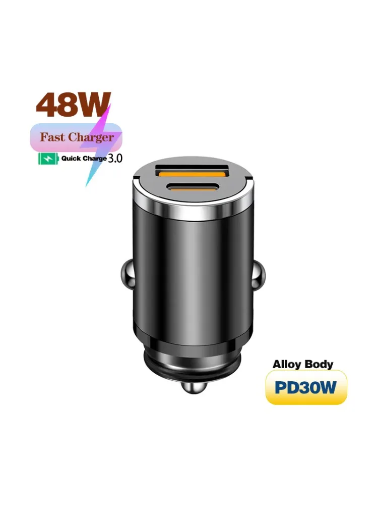 MAX 100W Mini chargeur de voiture Invisible 2 Ports chargeur de voiture Charge rapide PD30W/QC3.0Car allume-cigare Charge Flash pour téléphones