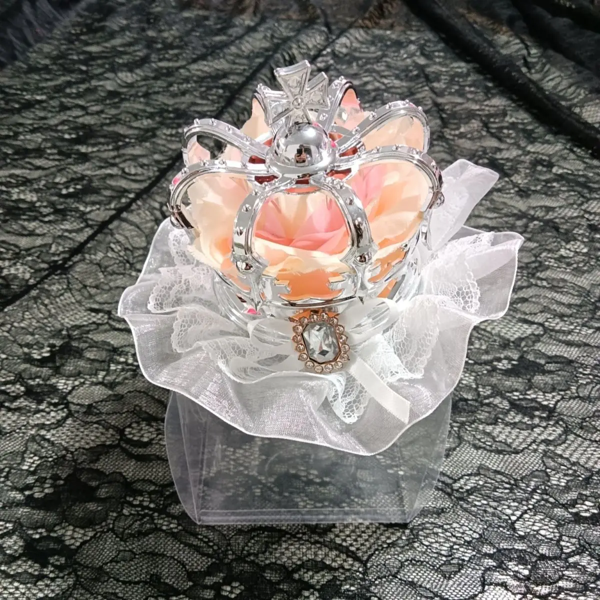 Sweet Lovable Adorable Crown Tiara Pearl Rhinestone Gauze Princess Queen Lace Hairpin Headwear Hair Clip Hair Accessory