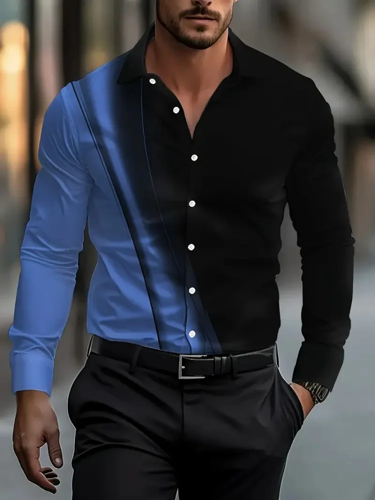 2025 ใหม่เสื้อเชิ้ตลําลองผู้ชายสีแดง,สีขาวและสีดําออกแบบใหม่สบายๆฤดูใบไม้ร่วงและฤดูหนาวนุ่มและสบายแฟชั่นS-6XL