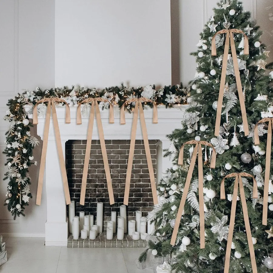 12 lazos navideños de satén de 24.0 x 12.0 in, lazo grande para corona de árbol de Navidad, boda en casa y decoraciones interiores y exteriores