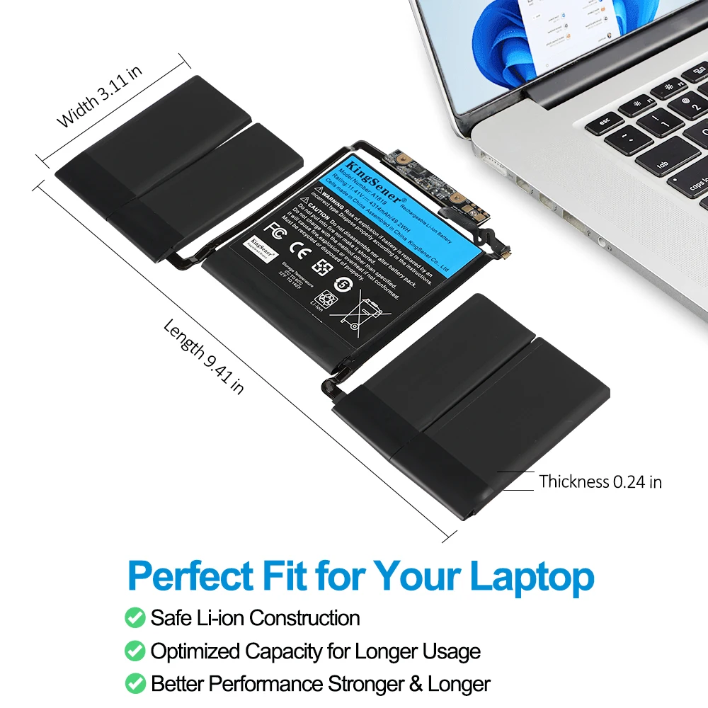 Bateria KingSener A1819 do Apple MacBook Pro 13'' Touch A1706 (koniec 2016, połowa 2017) EMC 3071 EMC 3163 MLH12LL/A MPXV2LL/A 49.2WH — zdjęcie produktu 4