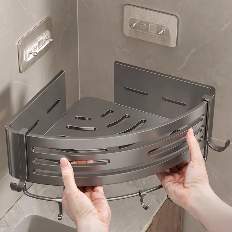 

Gun ash bathroom triangular rack non-punching toilet wall-mounted toilet toilet washstand storage hanger