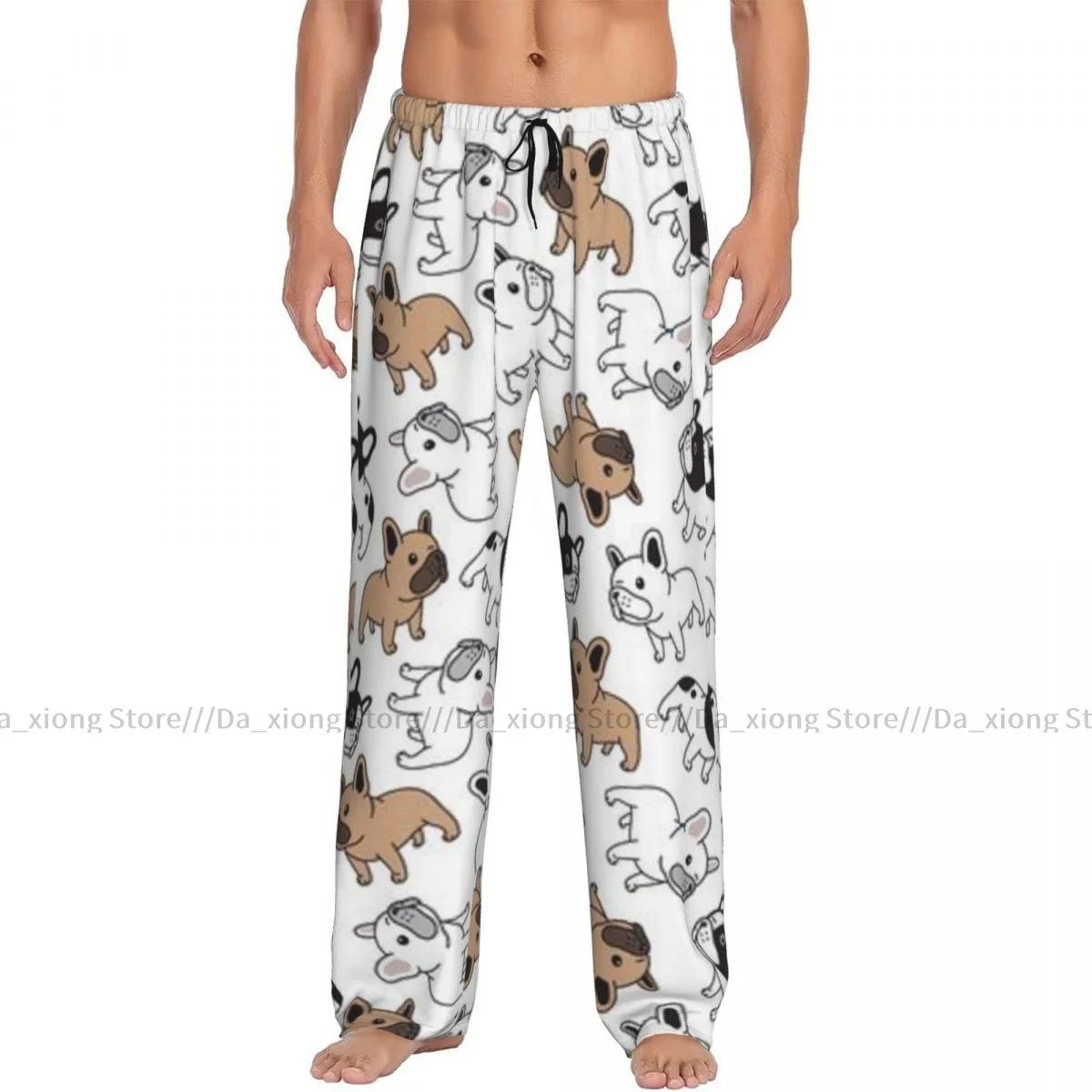 Men's Sleepwear Loose Sleep Pants Pajamas French Bulldog Long Lounge Bottoms Casual Homewear