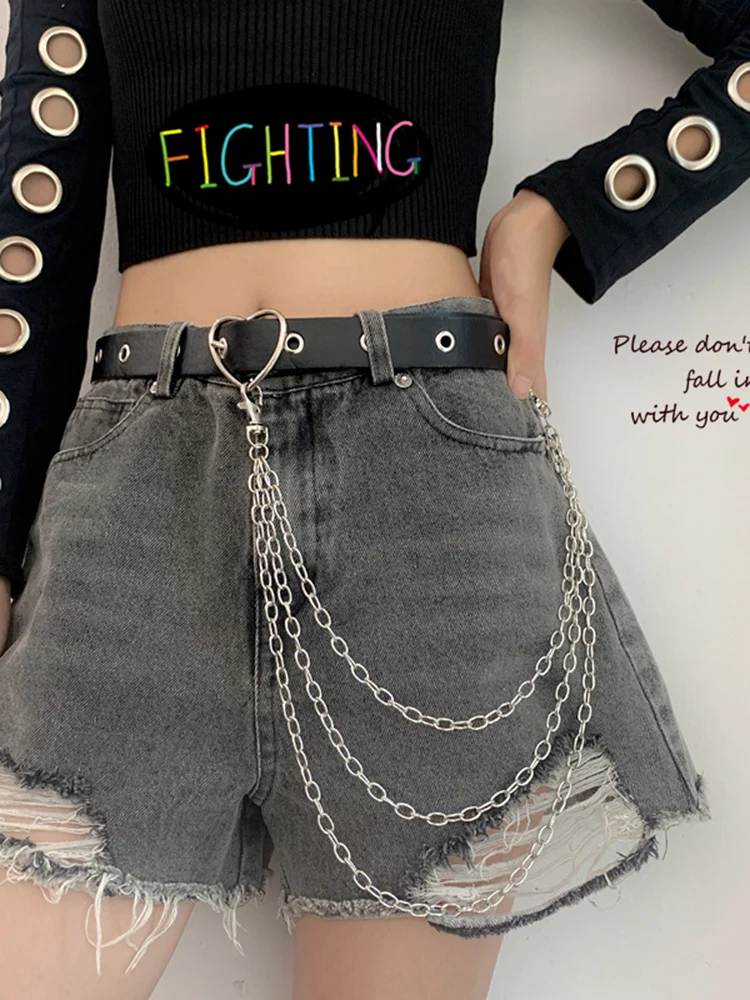 

Heart Chain Belt Women Dress Leather Fashion Waistband Ladies Waist Belts Streetwear Punk Casual Ceinture PJ450