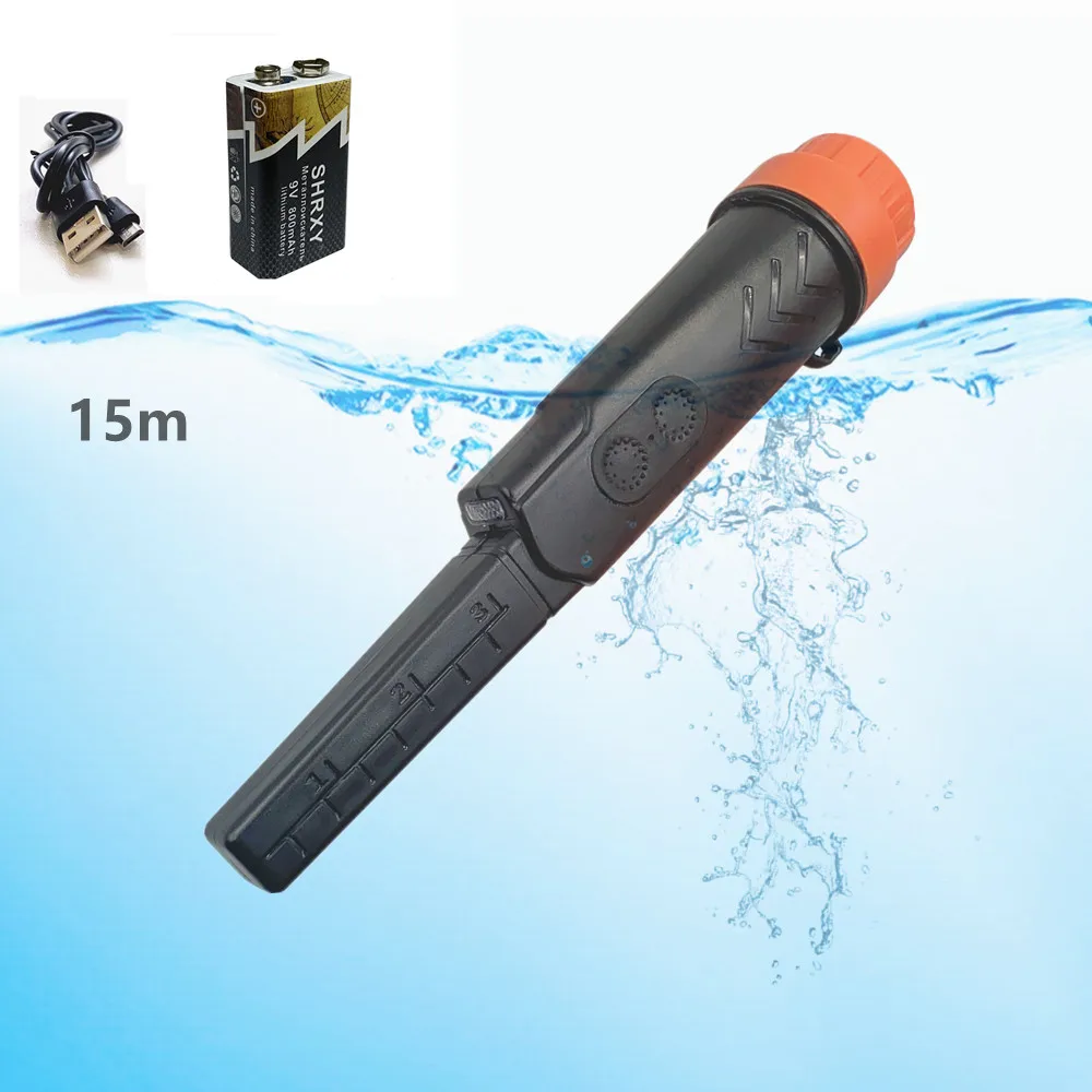 

shrxy Waterproof Pointer Metal Detector Underwater Pulse Pinpointer with 9V 800MA USB Rechargeable Battery