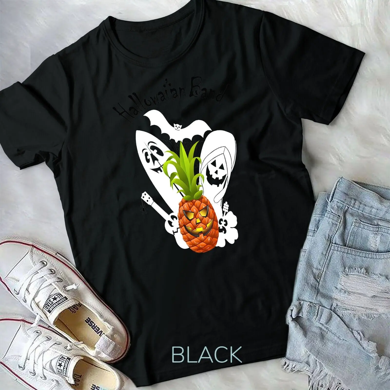 Womens Funny Halloween Pineapple and Friends Band from Hawaii Unisex T-shirt