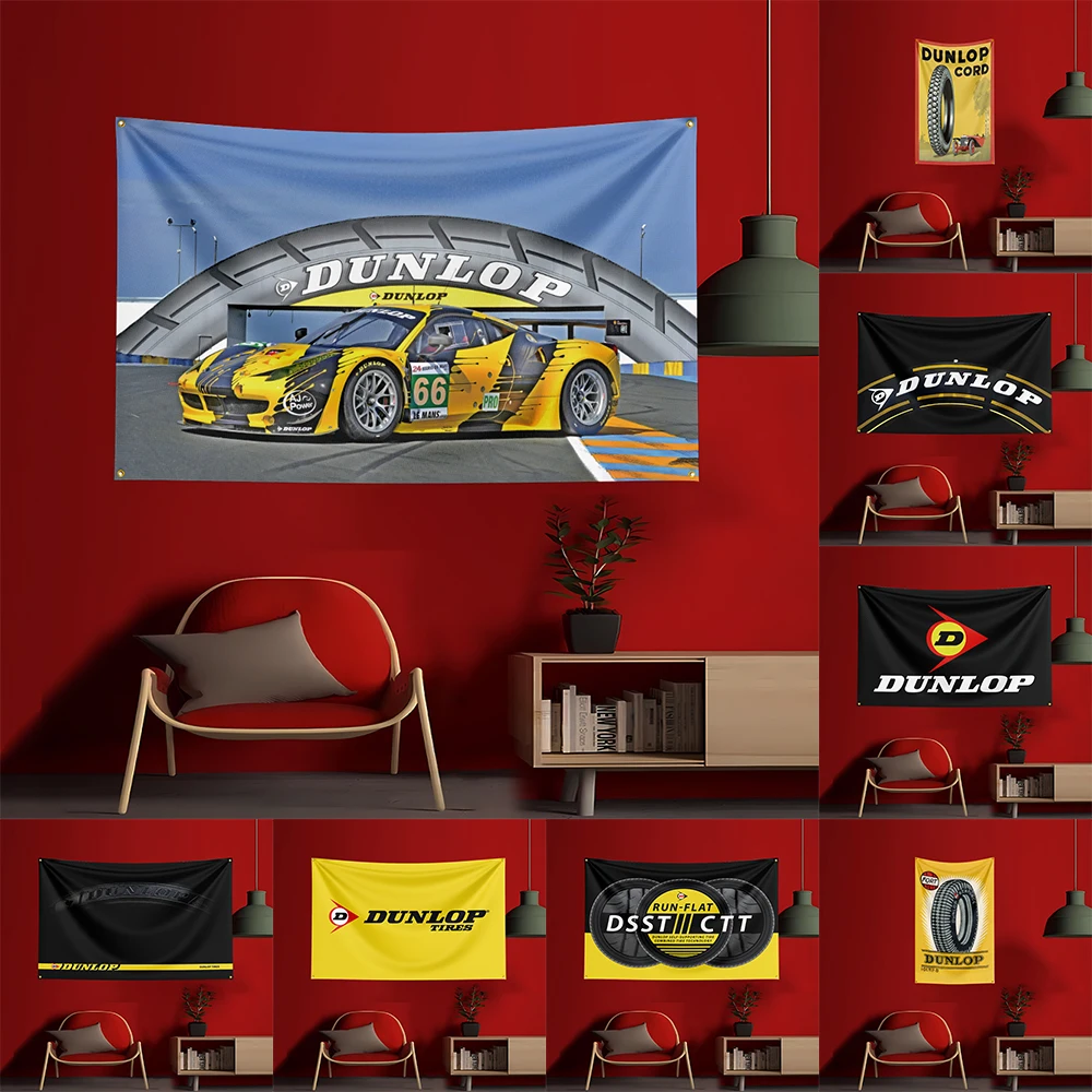 

3x5 Ft Dunlop Tires#2 Tool Flag Polyester Printed Cars Flags Banner Tapestry for Room Garage Decor Power Tools Flag
