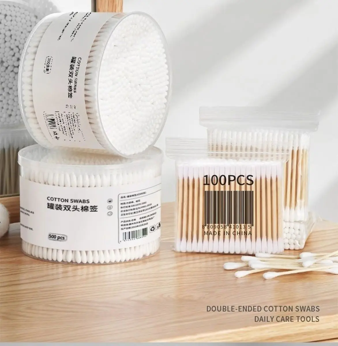500 قطعة من مسحات القطن الخشبية ذات الرأس المزدوج - متعددة الأغراض للمكياج والتنظيف والعناية بالحيوانات الأليفة والاستخدام اليومي #3