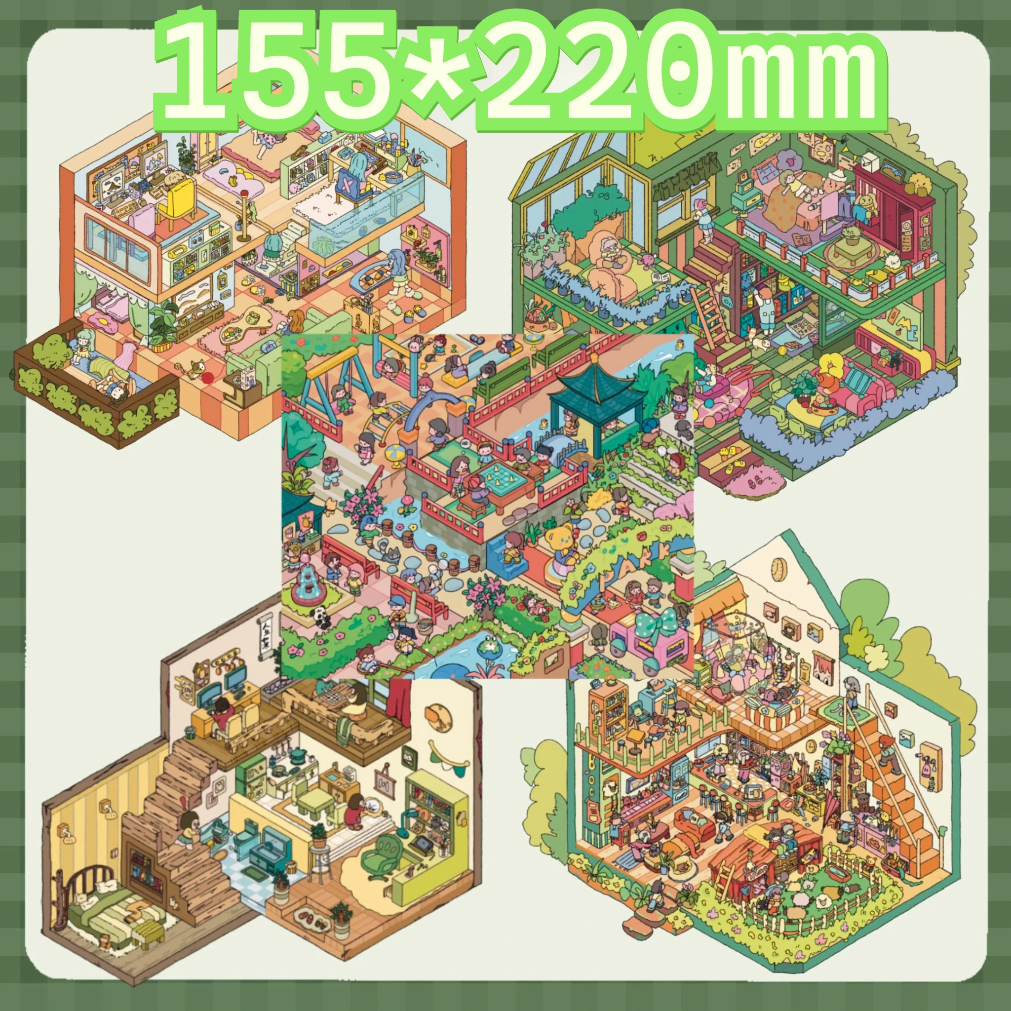 

Miniature scene warm house park garden three-dimensional landscape stickers