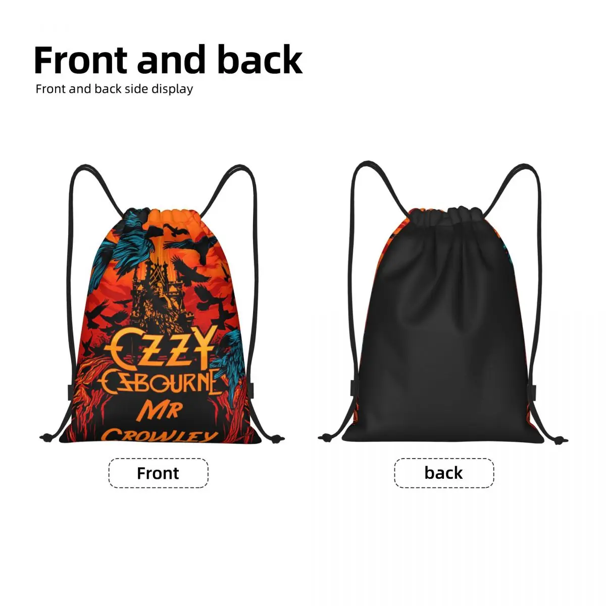 Ozzy OsRubber Drawstring Bags para homens e mulheres, Foldable Gym Sports Sackpack, Heavy Metal Band, Rock Shopping Storage Backpacks, Custom