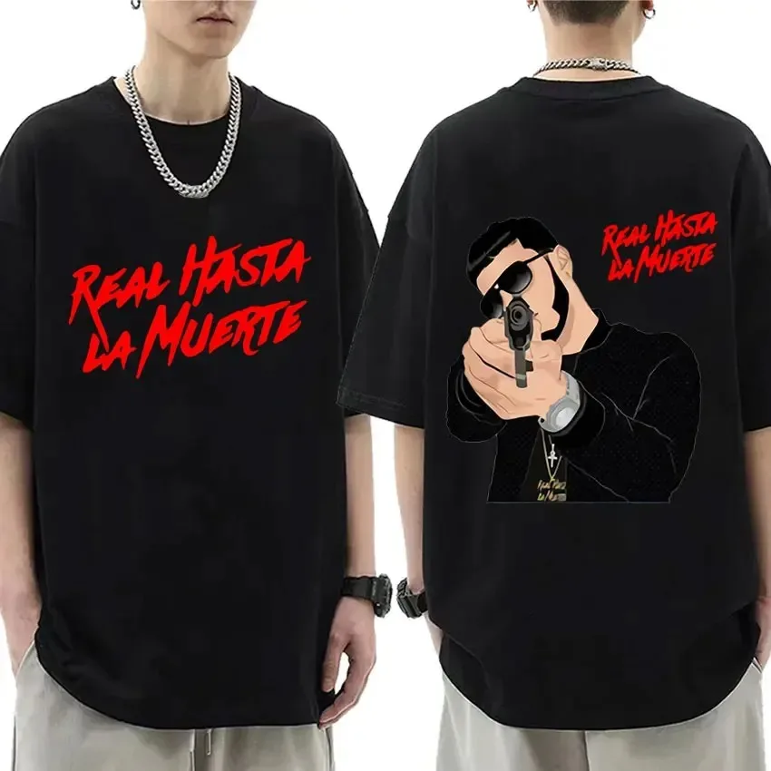 2024 Rapper Anuel AA Real Hasta La Muerte Print T-shirt Hip Hop Oversized Short Sleeve T Shirt Men Women Fashion Cotton T Shirts