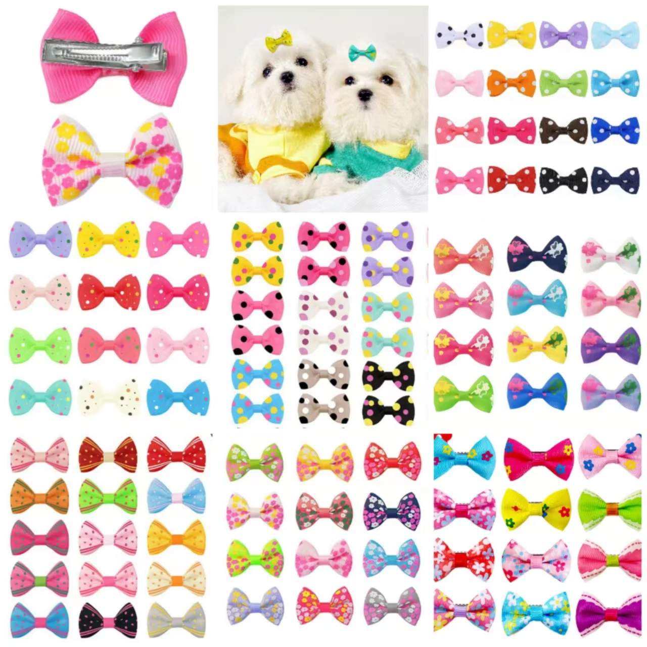 5/10/20Pcs Dot Pet Grooming Hair Clips Dog Cat Bows Hairpin Pet Girls Barrette for Small Dogs Supplies Pet Hair Grooming Acce