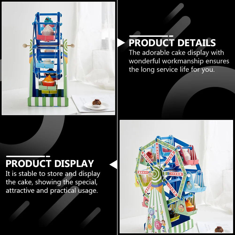 

Cake Display Stand Paper Dessert Rack For Birthday Party Wedding Event Storage Shelf Rotating Sky Wheel Design Dessert