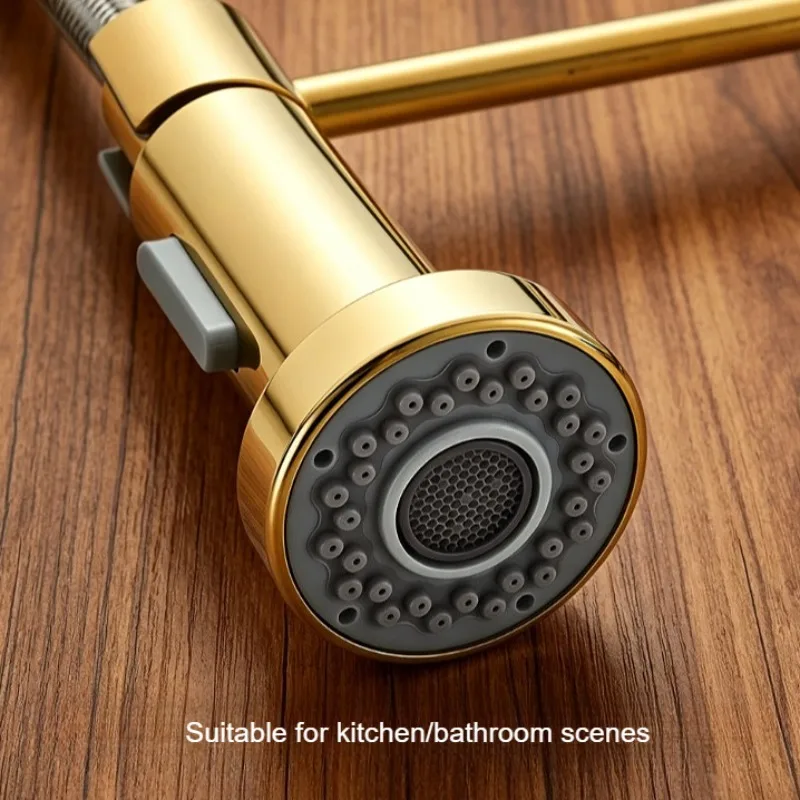 All-copper spring faucet kitchen sink can be rotated and painted black and gold with dots.