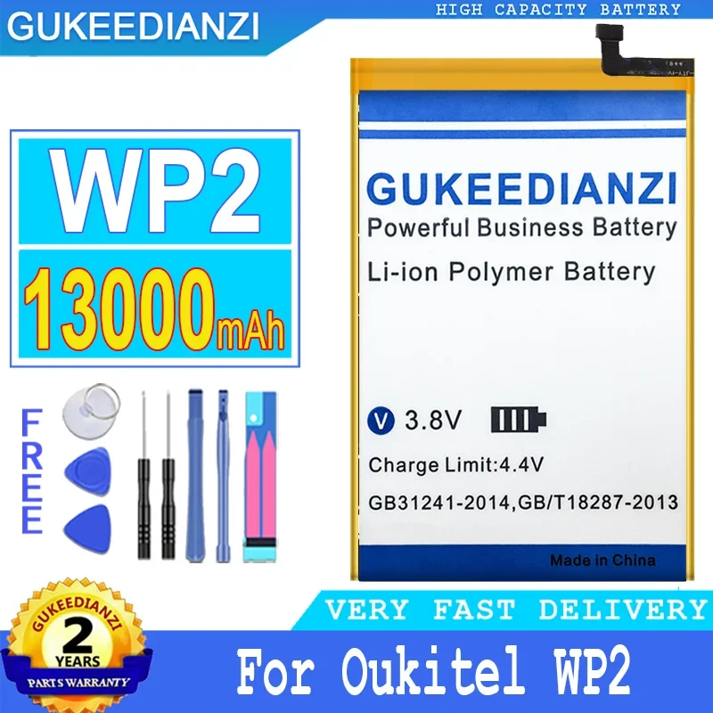 

13000mAh GUKEEDIANZI Battery WP 2 for OUKITEL WP2 Replacement Batteries Big Power Bateria